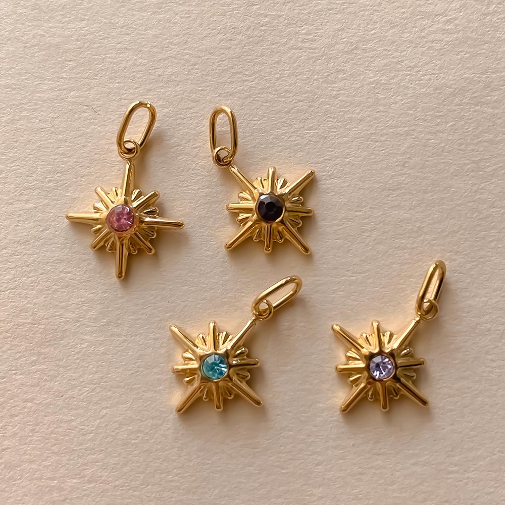 eManco Vintage Stainless Steel Star Shiny Colorful Rhinestone Charms Making Women DIY Necklace Bracelet Factory Direct