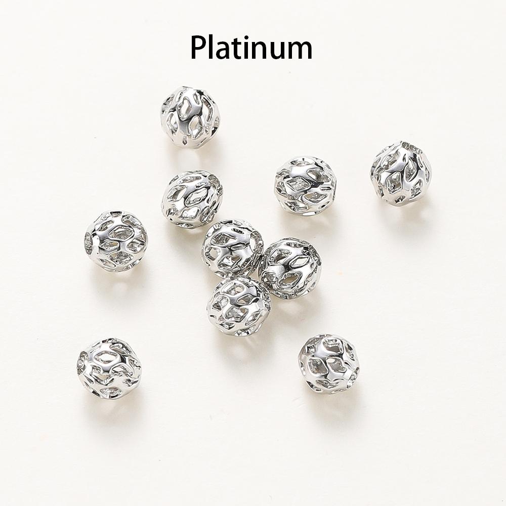 20Pcsbag 4Mm 5Mm 6Mm 18K Gold Plated Hollow Round Spacer Bead Brass Charm Bracelet Beading For Diy Jewelry Making Accessories