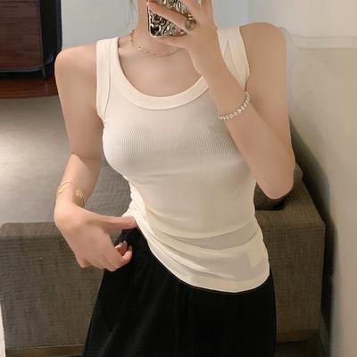 Ärmelloses Slim Fit Rundhals Casual Tank Tops Frauen Mode Feste Unterseite Sommer Weste Tops Frauen Elegante Einfache Büro Dame Tanks Camis 24368