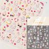 Cute Animals Bear Dog Cake Sweet Cherry Grid Bowknot Star Line Fruit Relief Self Adhesive Nail Art Stickers 5D Manicure Decals