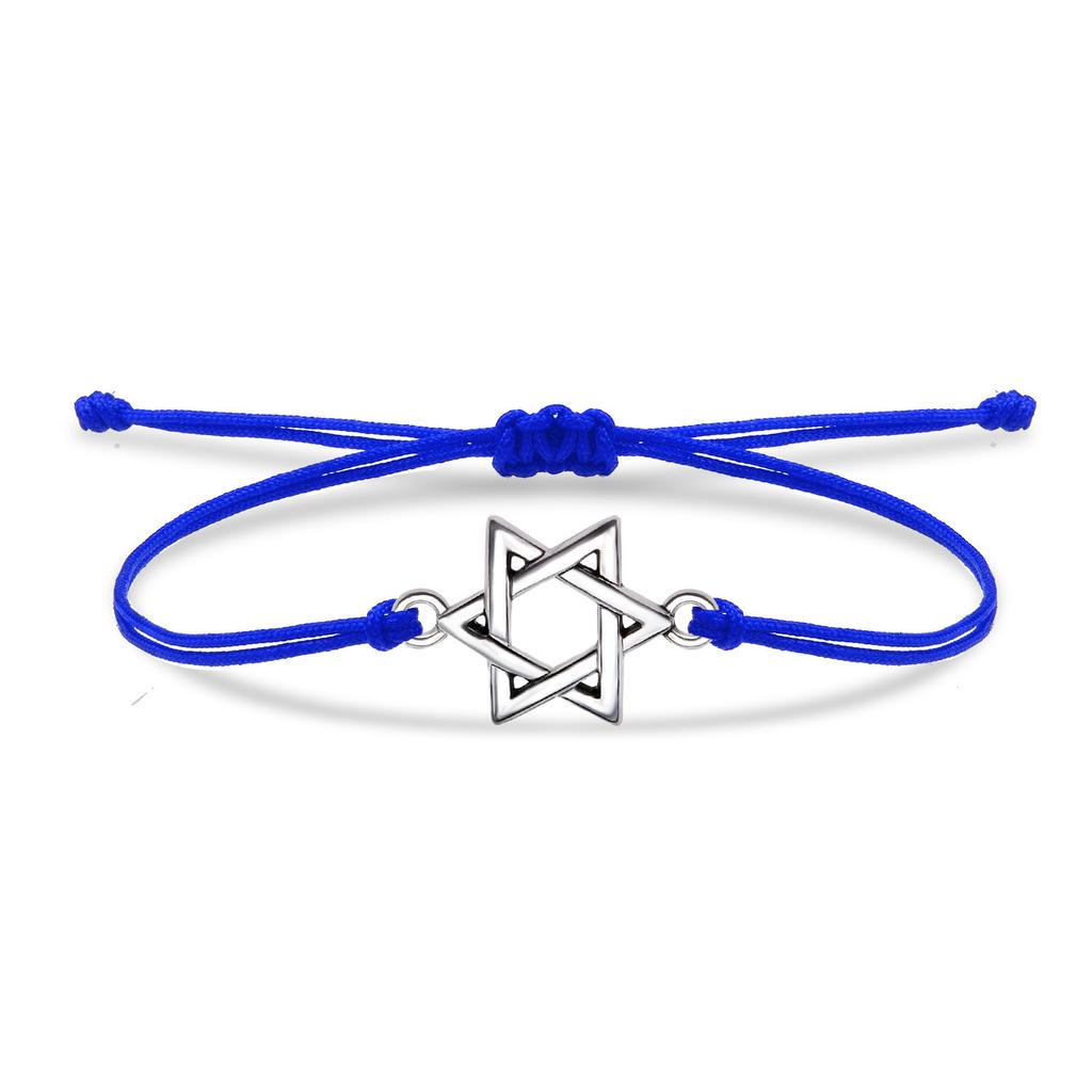 Zinc Alloy Star Of Davids Charm Bracelet Women Fashion Jewish Solomon Seal Red String Handmade Adjustable Jewelry Gift