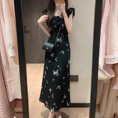 [Double Layer + Inner Lining] Xiaofei Sleeve Butterfly Suspender Dress Children's Summer French Temperament Is Beautiful, Waist Length