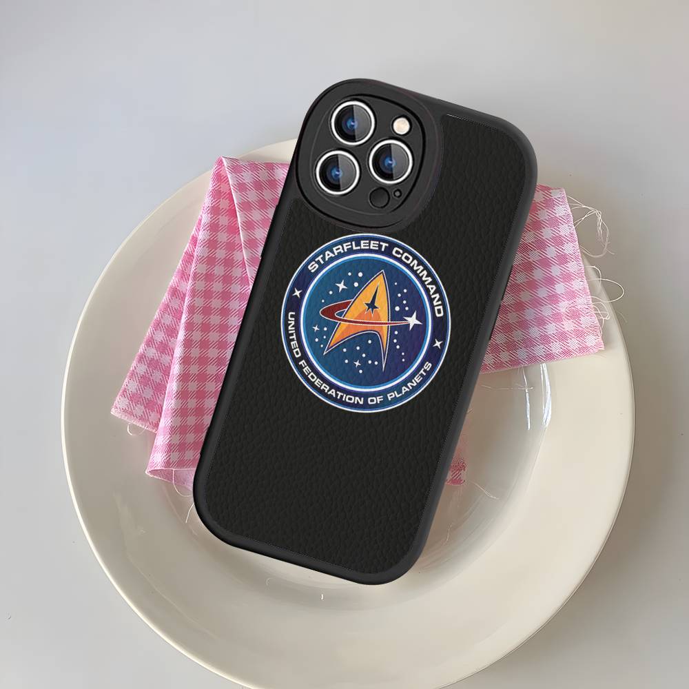 Star T-Trek Movie Logo Leather Phone Case For IPhone 16 14 15 Pro Plus 13 12 11 Pro Max Silicone Cover