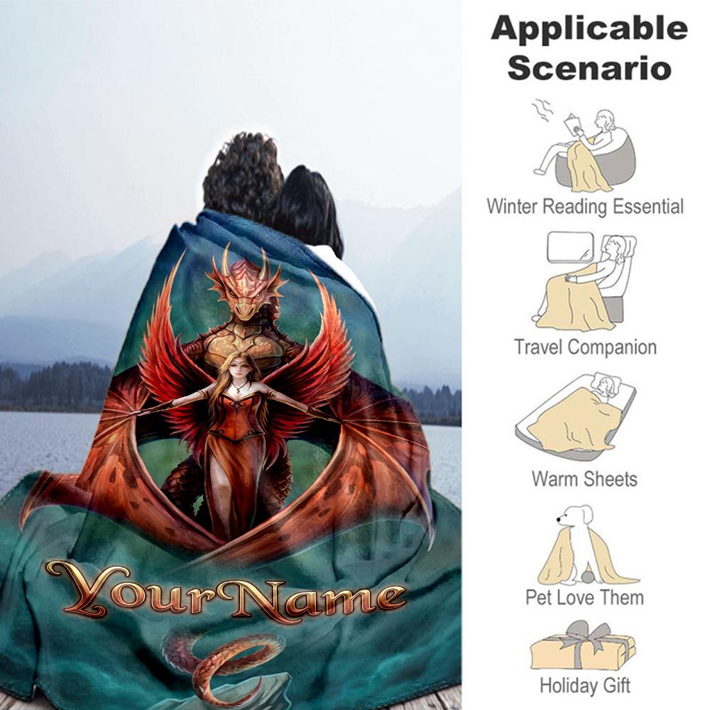 Gothic Illustrations Customize Your Name Blanket Throw Personalized Blanket Comfortable for Seaside Sofa Bed Bedding for All Occasions