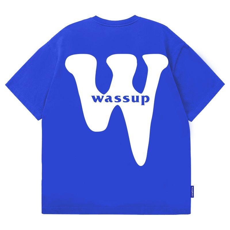 Wassup Heods Short-Sleeved T-Shirt with Round Neck, Summer Trendy Printed Pure Cotton Heavyweight American Casual Loose Fit for Men and Women
