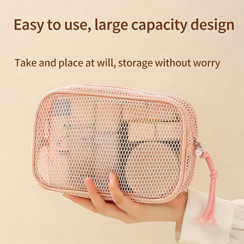 Mesh Makeup Bag For Women Cosmetic Storage Bag Travel Portable Toiletry Bag Underwear Storage Bag