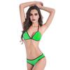 Conjunto de Bikini Sexy Halter para Mujer, Bañador de Tanga con Top Triangular y Ribete Negro, Traje de Baño de Dos Piezas, Bañador Cheeky