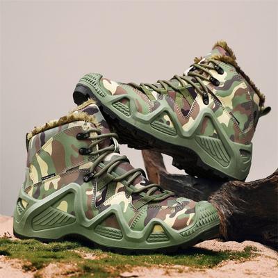 New Men's Snow Boots Workwear High Top Camouflage Shoes Fashionable and Versatile Denim Autumn and Winter Outdoor Warm Boots