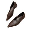 Fashion Pointed Toe Retro Woman Shoes Casual Female Sneakers Oxfords Shallow Mouth Flats Slip-on Low Heels Leather Dress Slip On Comfort