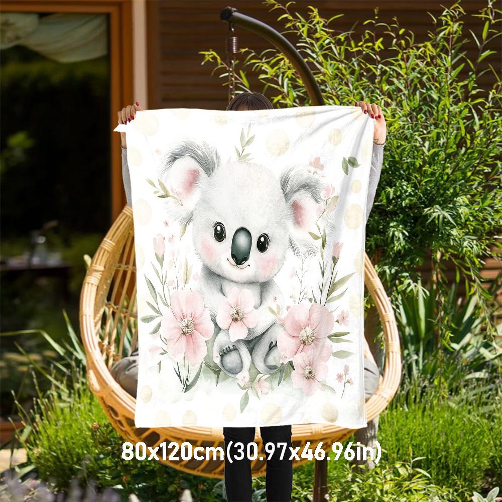 

1pc Koala, Flowers Outdoor Flannel Blanket Soft Warm All-Season Throw for Sofa Bed Car Camping Office, Cozy Gift Idea1317S 80x120cm(31x47inch)
