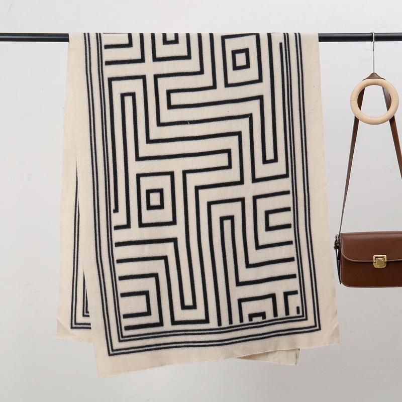 Labyrinth 70 New Autumn and Winter Skin-friendly and Warm Imitation Cashmere Printed Scarf Geometric Versatile Shawl