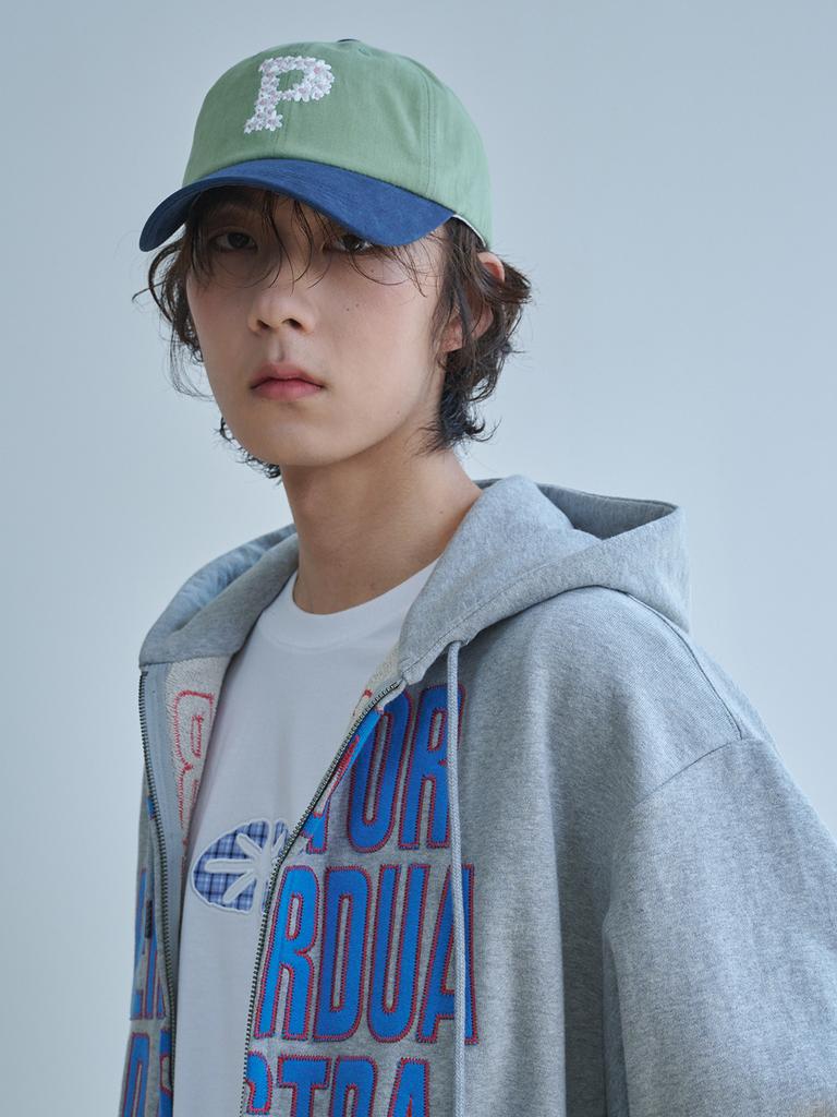 Olinkeompeulliteu Floral P Logo Ball Cap (Navy & Olive)