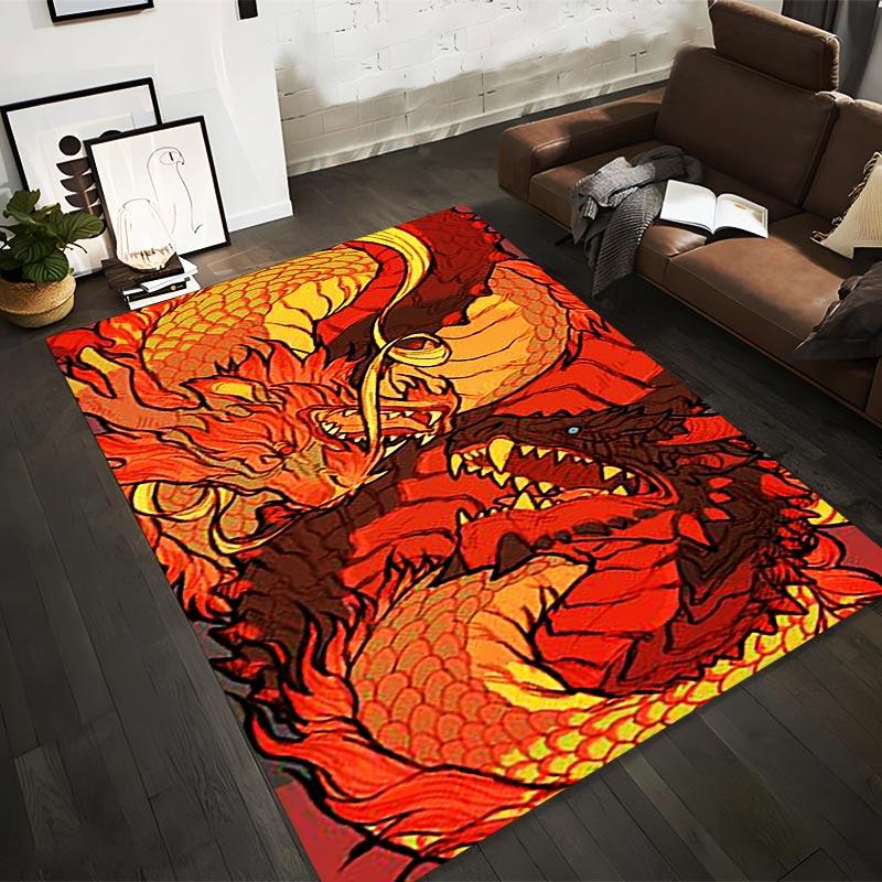 

Fiery Dual Dragon Design Carpet with Vibrant Red and Gold Colors Suitable for use as an anti-slip for living room bedroom sofas 40x60cm( 15x23in )