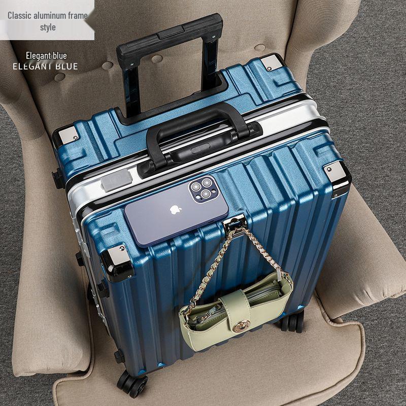 Sturdy Aluminum Frame Trolley Suitcase with Silent Wheels & Combination Lock - Large Capacity for Men, Women & Students