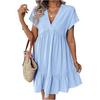 2026 European & American Women's V-neck Ruffle Hem Summer Dress