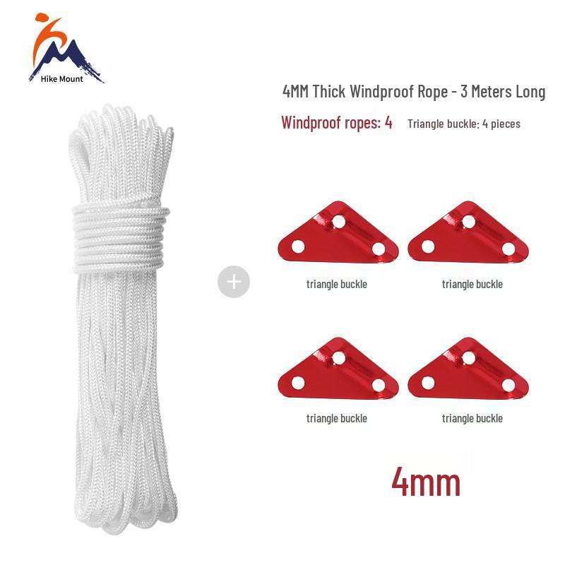 Outdoor Awning Pole Rope - 4mm & 5mm Thick Windproof with Buckle, Tent Rope, Clothesline, Bundling Rope