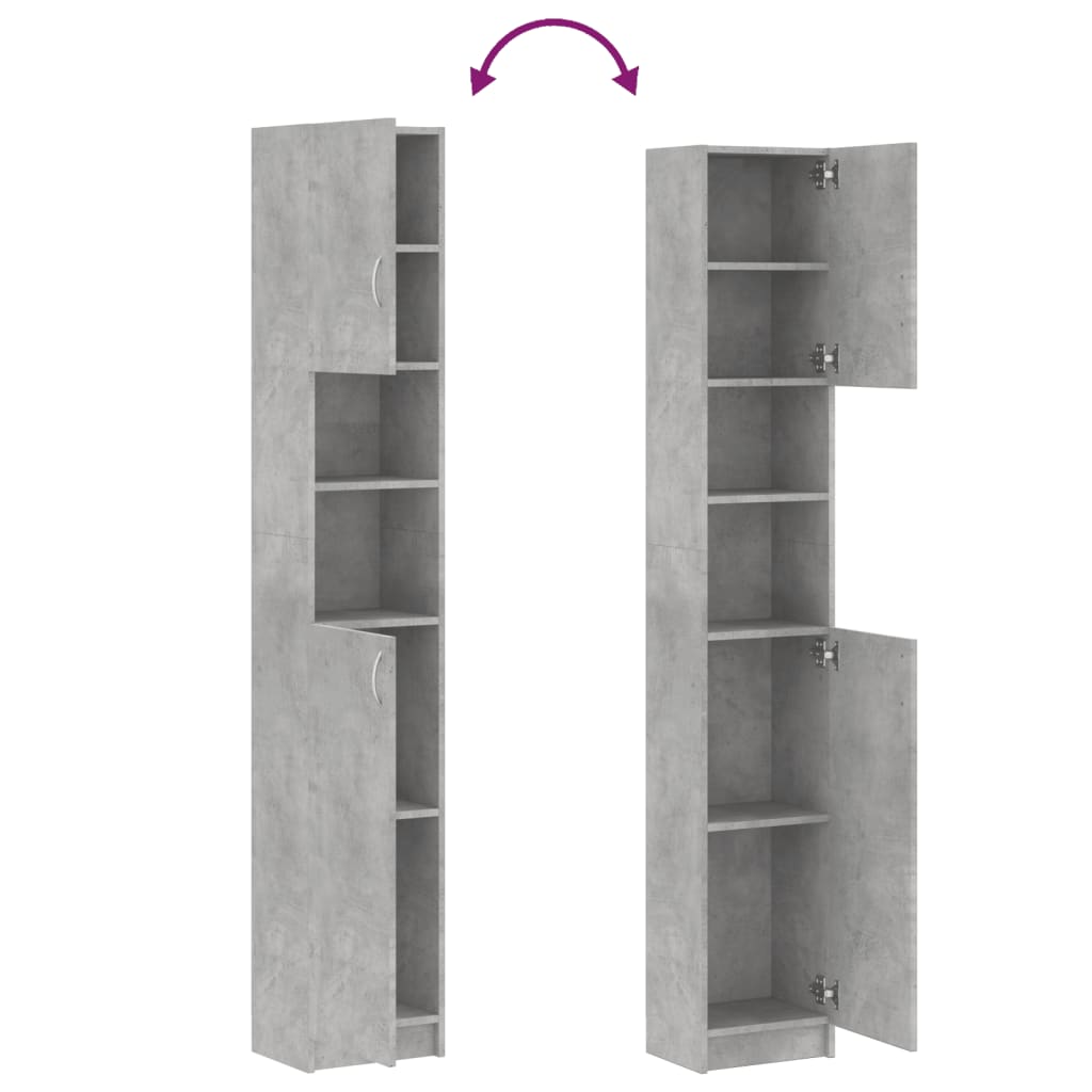 Bathroom Cabinet Concrete Grey 32 x 25.5 x 190 cm Particleboard