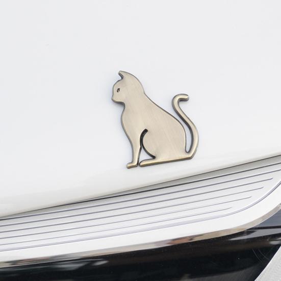 Car Decal Metal Cat 3D Animal Emblem for Scratch Hiding Chrome Finish Zinc Alloy Sticker for Body And Trunk Weatherproof Outdoor Use