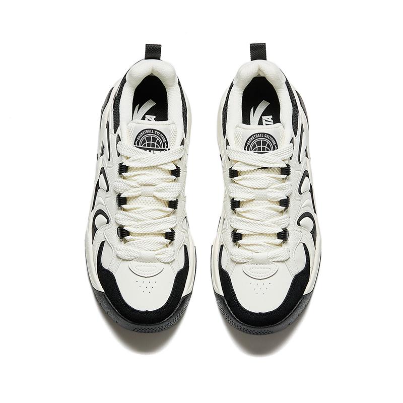 Anta Lifestyle Series Basketball Culture Trendy Comfortable Non-Slip Wear-Resistant Low-Top Casual Shoes Men Casual Shoes White Black 912448008-1