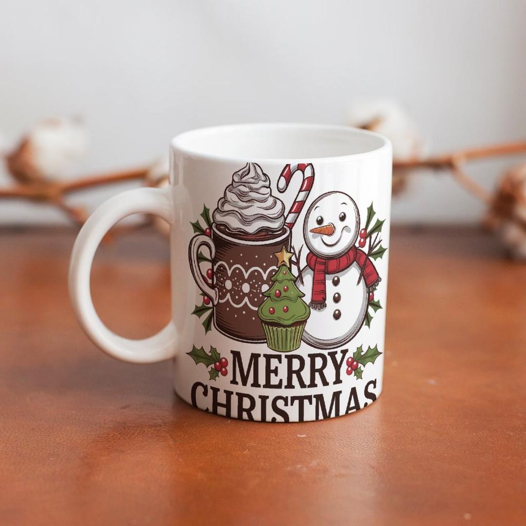 1pc 11oz Blank Ceramic Coffee Mug, Double-sided Printed Drink Cup, Polished Surface, Sturdy Structure, Classic Daily Mug for Home and Office