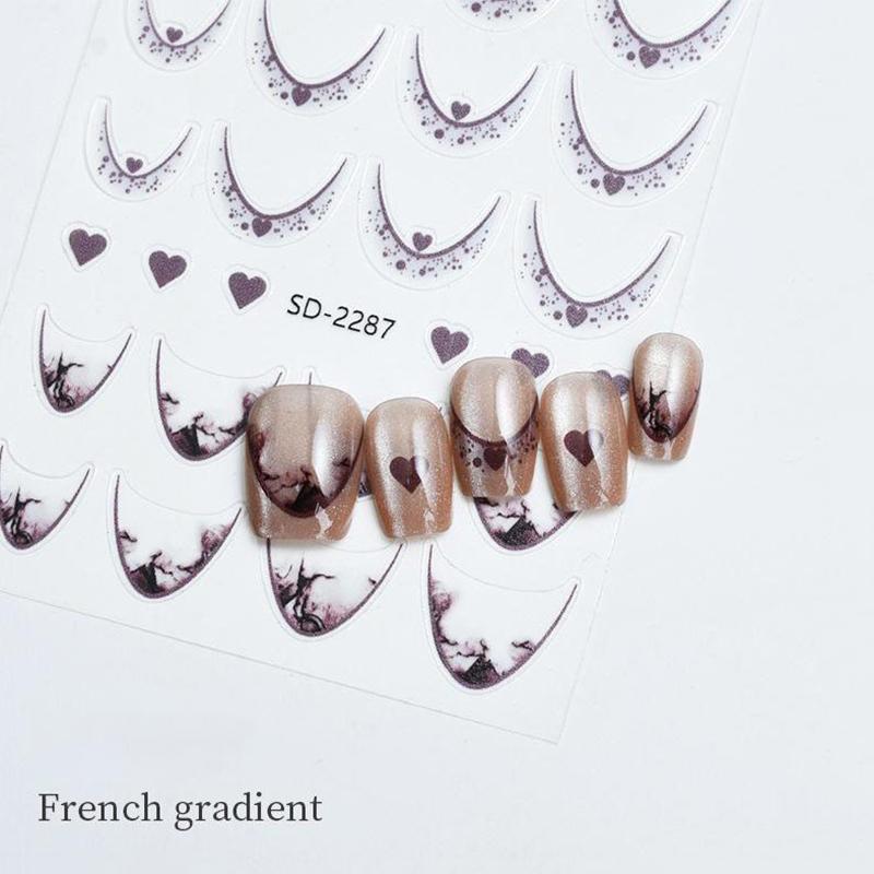 French 3D Simplified Line Nail Art Stickers Irregular Line Press On Nails Decals Manicure Decorations Diy