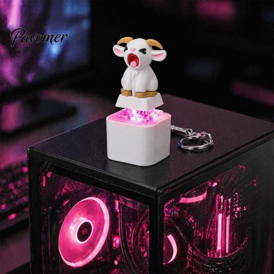 Animal Decompression Keychain 1/2/3Pcs Screaming Goat Keyboard Fidget Toy, Rechargeable Sheep Finger Clicker Toy with Light Sound, Push Button Stress
