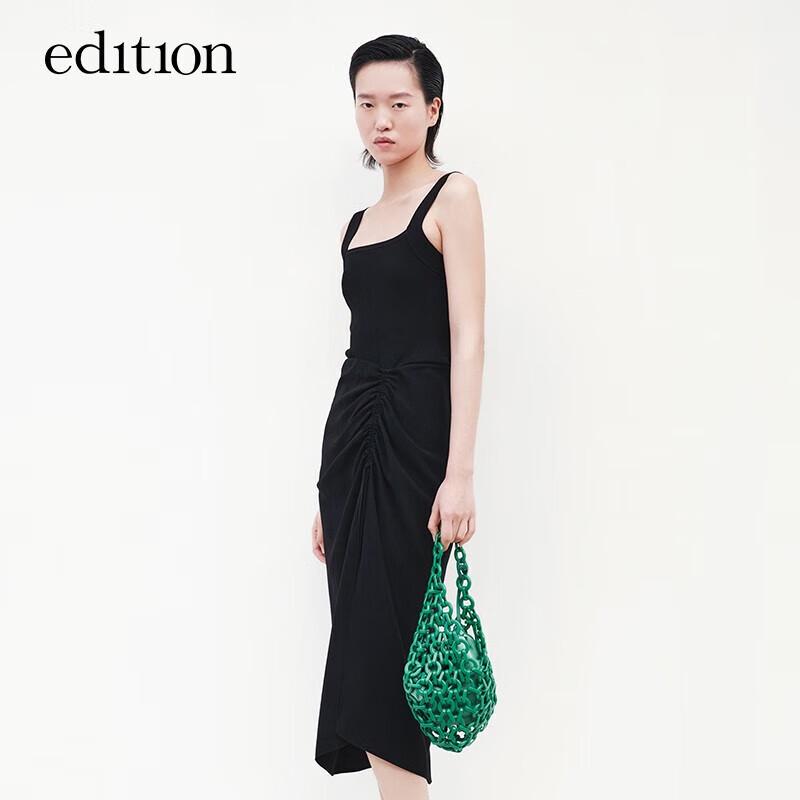 

Платье-ками на бретелях А-силуэта с драпировкой и пэчворком XS