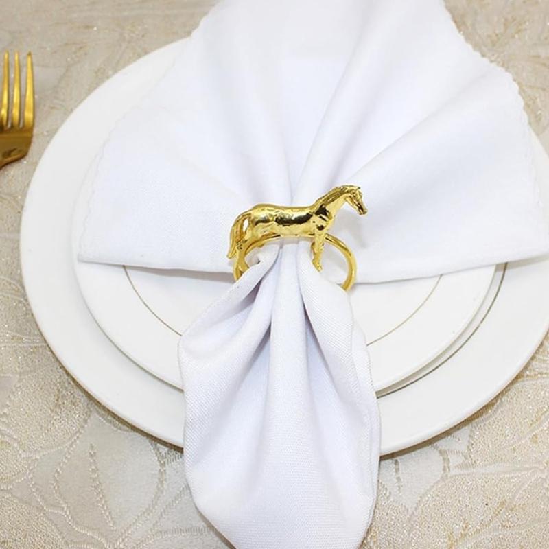 Pack of 6 Elegant Horse Design Napkin Rings Alloy Western Equestrians Napkin Buckle for Dining Table Parties Event Decors