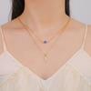 Dawapara Italian Horn and Blue Evil Eye Charm Necklace Double Layer Women Necklace Spiritual Protection Amulet Religious Jewelry