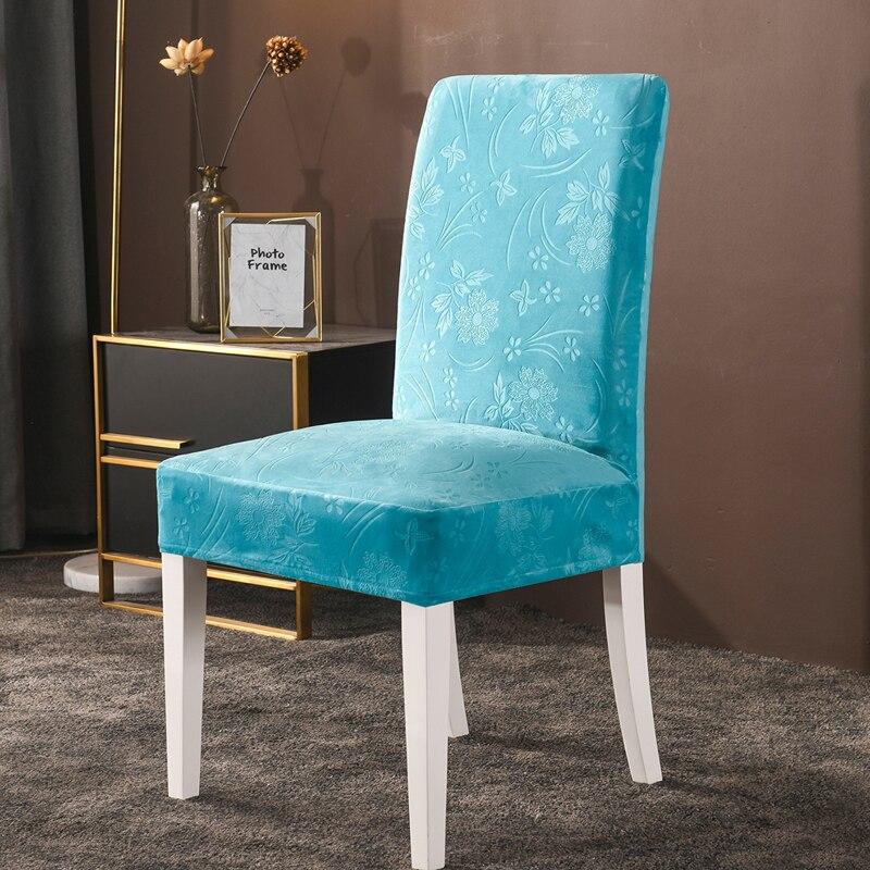 1/2/4/6 Pcs Velvet Extensible Dining Chair Cover Spandex Slipcover Case For Kitchen Dining Room Chair Covers Elastic Stretch