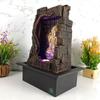 Stein Gufa Ganesha Tischbrunnen mit LED RGB Licht für Wohnkultur/Büro/Geschenk/Einweihungsgeschenk/Hochzeitsgeschenk (Brauner Stein)