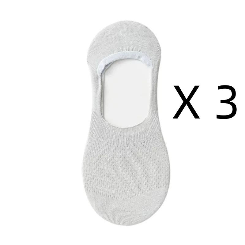 3 Pairs Women's Invisible Cotton Boat Socks Mesh Breathable Ankle Low Cut Soft Comfortable Silicone Non-Slip No Show Socks for Daily Wear