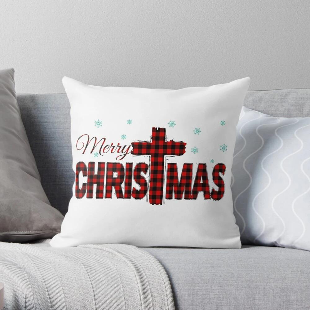 Merry Christmas Decoration Home Pillowcase Cushion Cover Autumn 45X45Cm Red Living Room Sofa Bed Pillowcase
