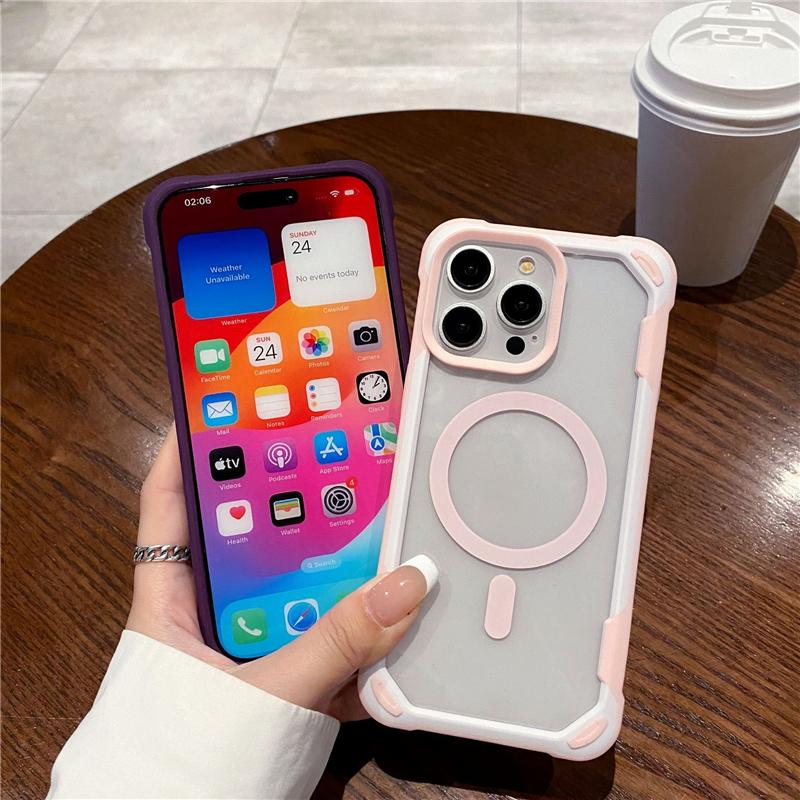 For iPhone 15 Pro Max Luxury Magsafe Magnetic Silicone Frame Phone Case For iPhone 11 12 13 14 15 16 Plus Clean Protective Cover