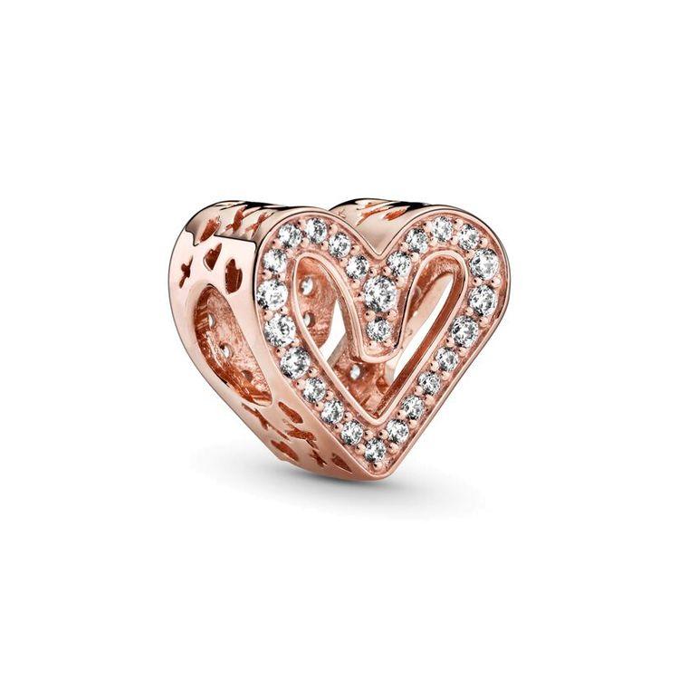 Pandora Rose Gold Sparkling Hand-Painted Heart Charm Women Charm 788692C01 Box,Rose Gold