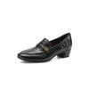 Krazing Pot Sheepskin Round Toe Thick Med Heels Spring Shoes Slip On Big Size 42 Metal Flowers Women Pleated Pumps