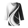 Women's V-neck Gradient Print Three-quarter Sleeve Fashion Top