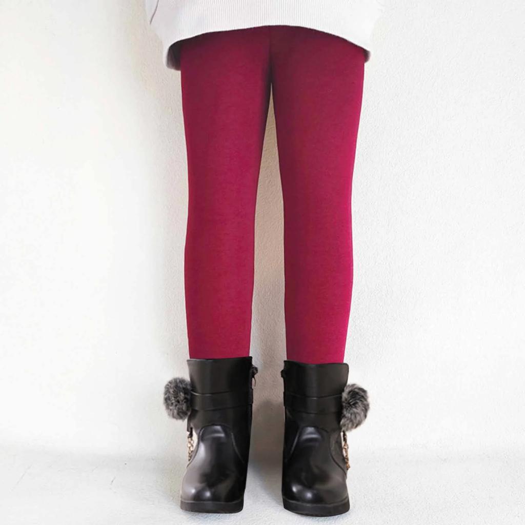 Barnmode Enfärgade Fleecefodrade Termobyxor Mångsidiga Underställsbyxor