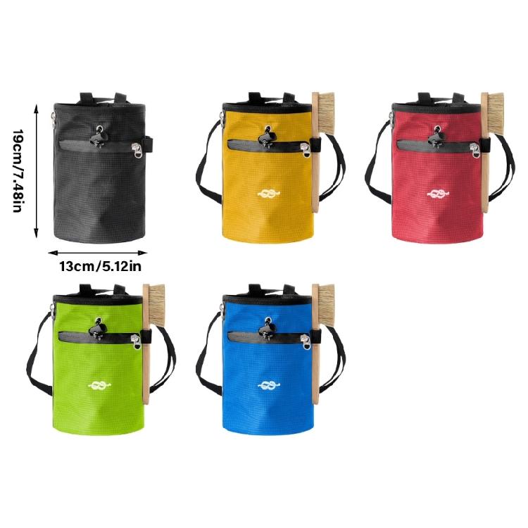 Bouldering Chalk Bag Bucket with Zippers Pocket & Drawstring Closure Adjustable Belt Chalk Bag for Climbing Gymnastics