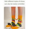Magnetic Hand Holding Middle Calf Socks Funny Cartoon Food Themed Hamburger Hot Dogs Print Crazy Design Socks for Women