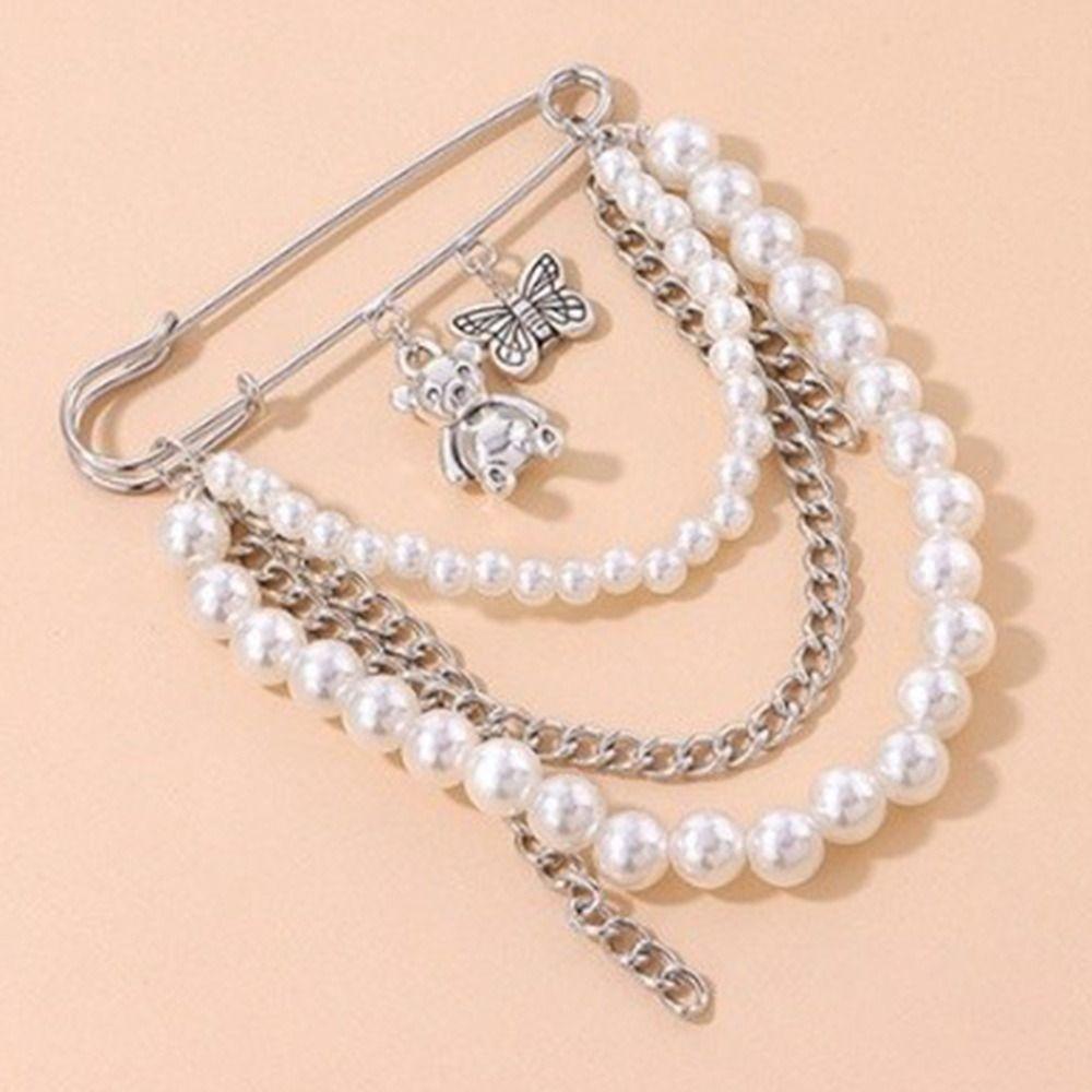 Silver Safety Brooch Pins Multi Holes Connectors Findings Accessories Brooch With Holes DIY Charms Brooches