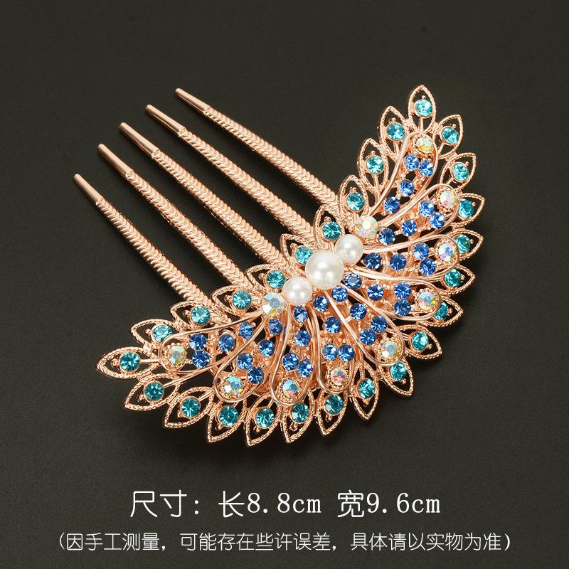 1Pcs Fashion Hairpin, Crystal Five-tooth Comb for Girls' Pigtails, Bun Hair Accessory