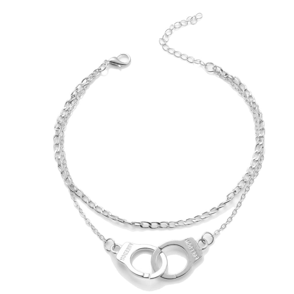 New Bohemia Handcuffs Anklet Multilayer Silver Color Foot Chain Fashion Ankle Bracelet for Women Beach Jewelry