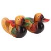 Wooden Mandarin Duck Statues Hand Painted Color Lasting Safe Paint Garden Bird Statue for Home Yard