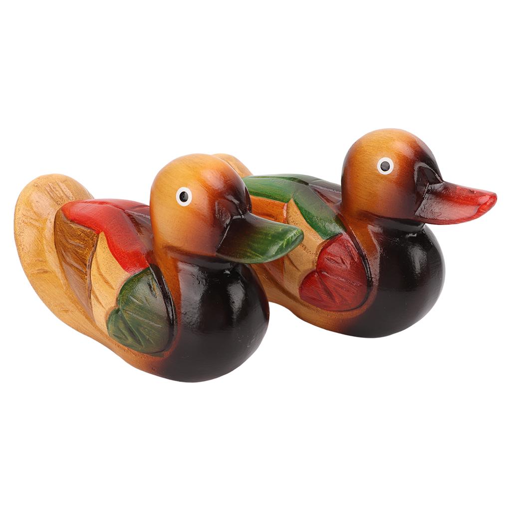 Wooden Mandarin Duck Statues Hand Painted Color Lasting Safe Paint Garden Bird Statue for Home Yard