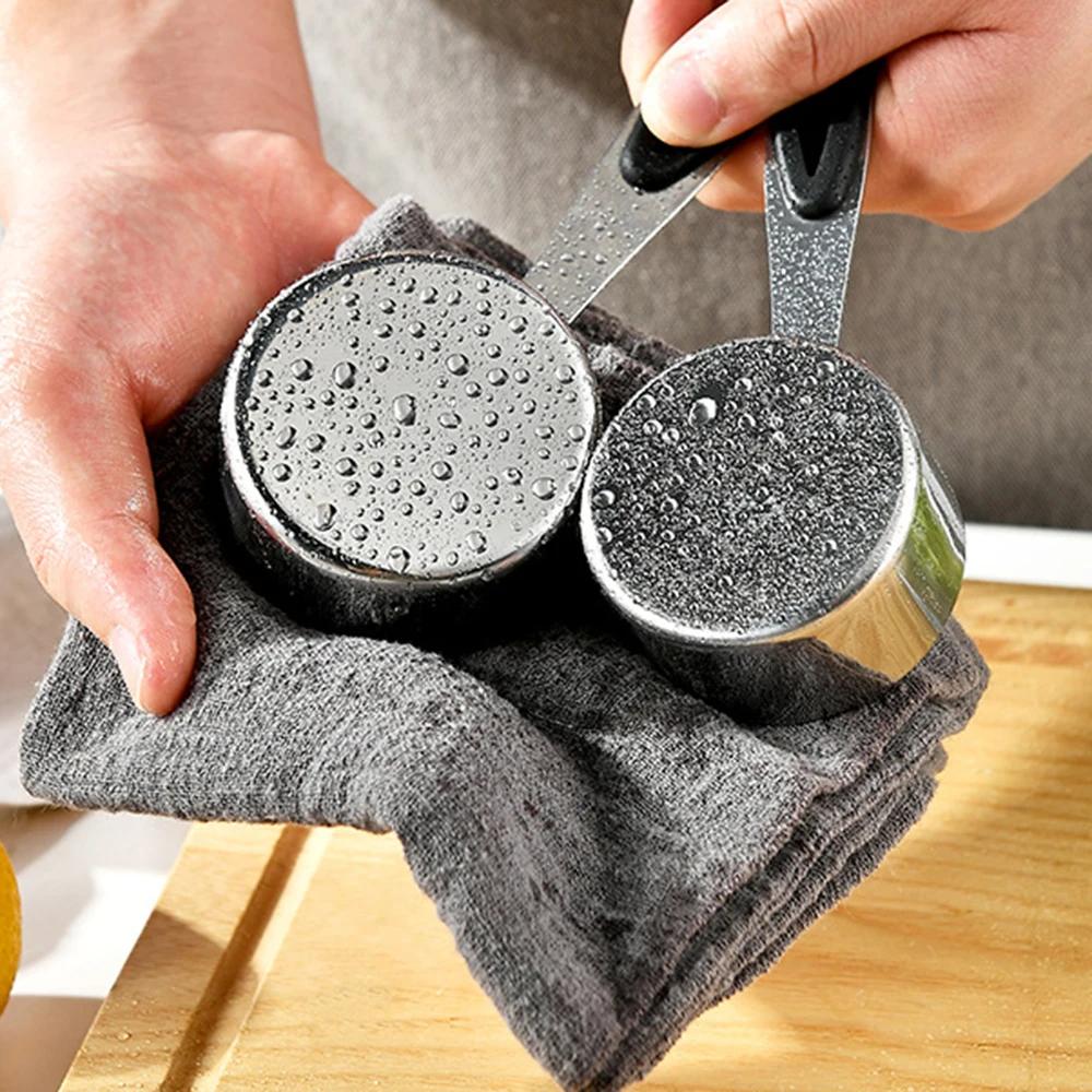 5/10Piece Silver Measuring Cups and Spoons Set Stainless Steel Measuring Cup Kitchen Measuring Spoon Scoop For Baking