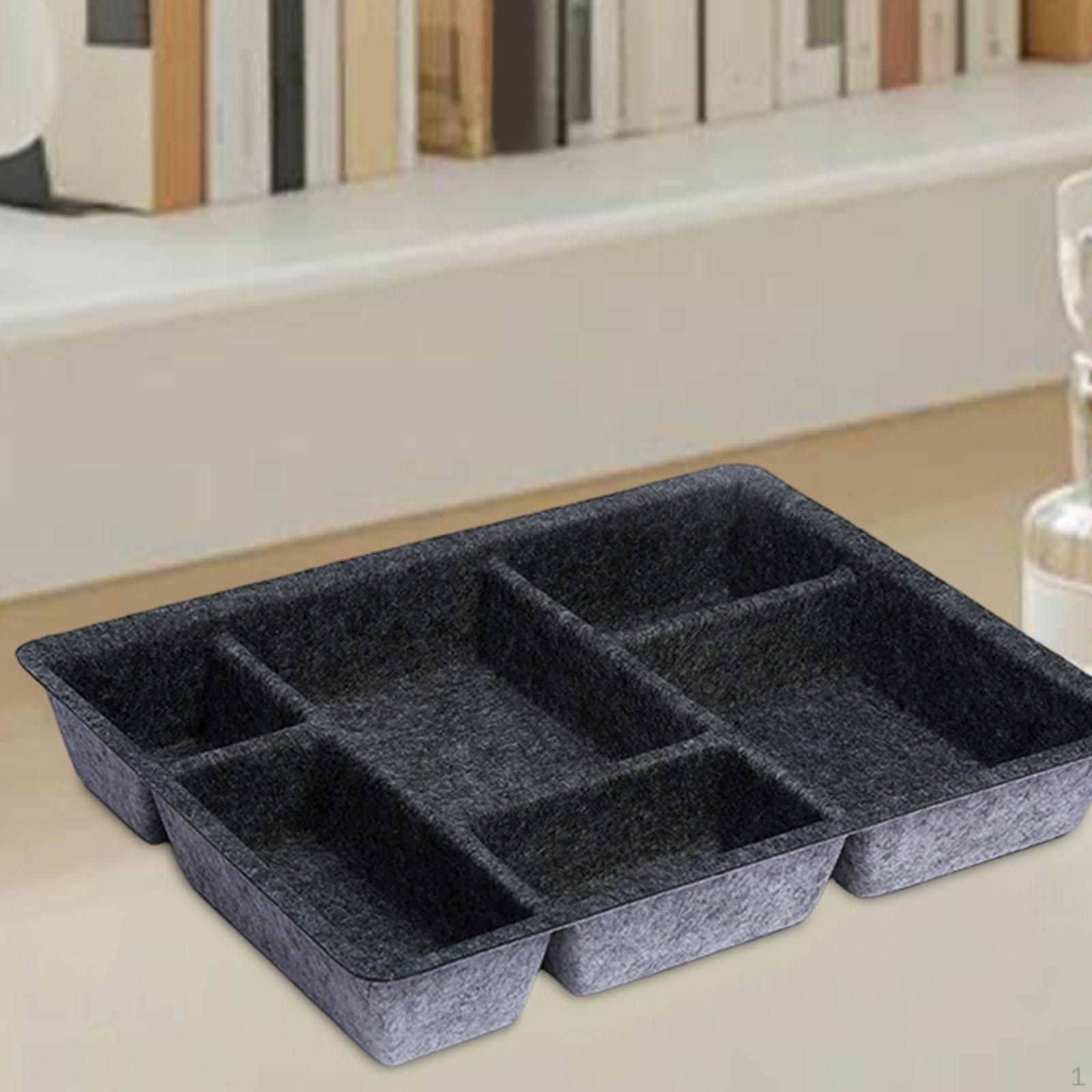 

Drawer Organizer Tray 6 Compartments Holder Multifunctional Dividers Separators for Dresser Gray Black