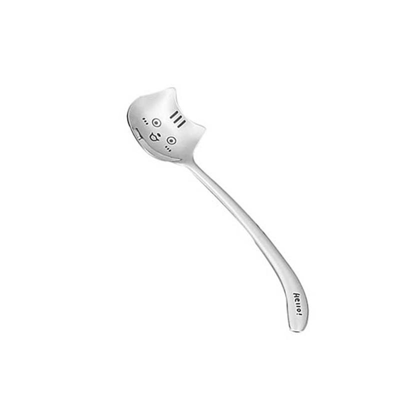 Funny Cat Spoons Cute Cartoon Meow Teaspoons For Coffee Dessert Cake Long Tail Spoon Birthday Gift Kitchen Tableware Accessories