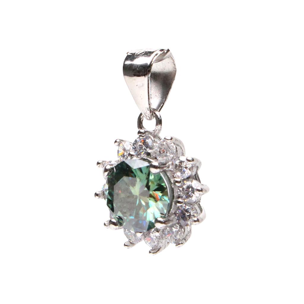 Bien Vetu Green Moissanite Pendant 1 Carat Floral Pavé 441