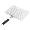 BBQ Grilling Basket Stainless Steel Folding Reusable Heat Resistant Wooden Handle Barbecue Rack for
